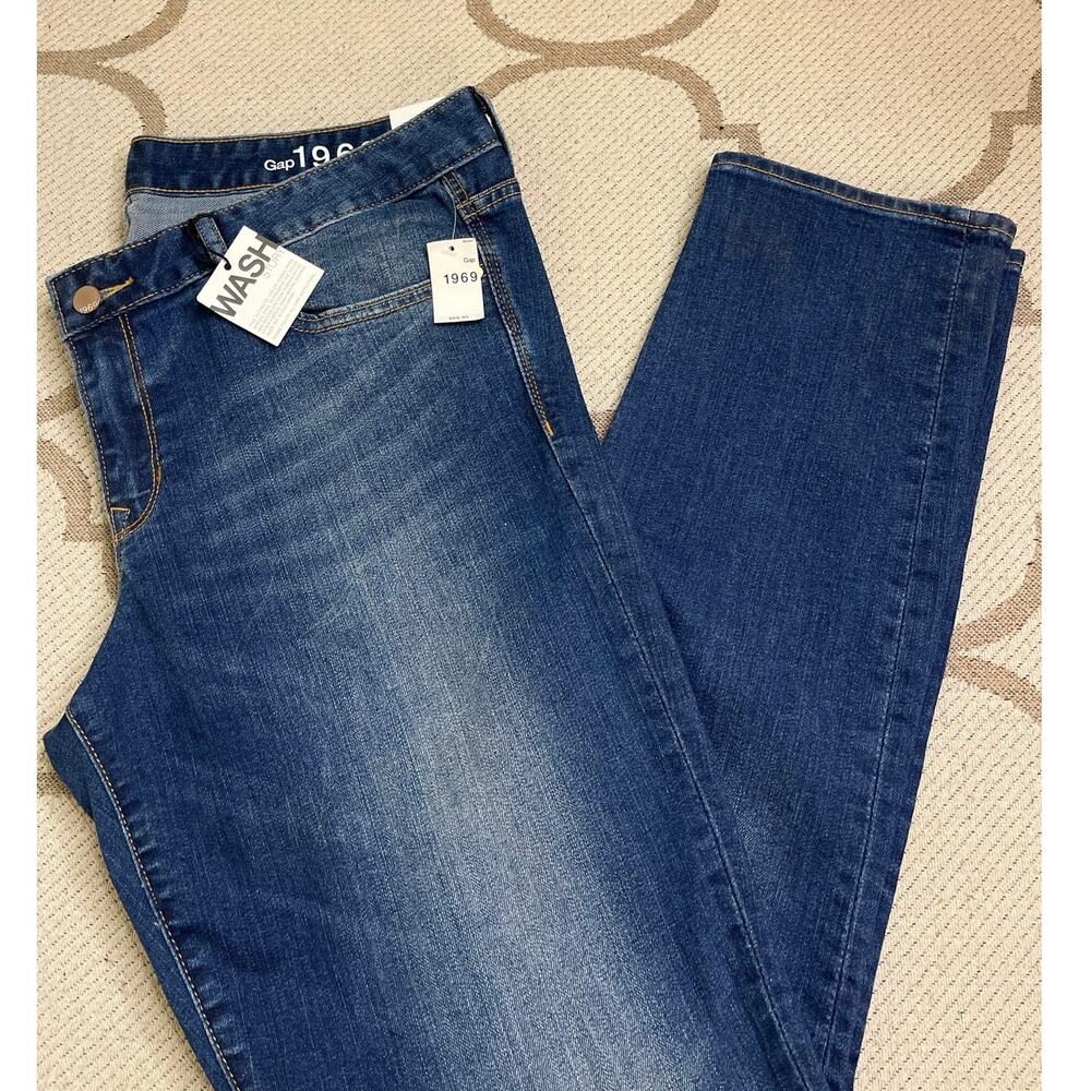 Gap Always Skinny Low Rise Stretch Blue Jeans, size 33/ 16 medium wash, MSRP $70